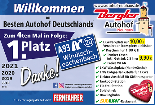 Deutschlands Bester Autohof 2021 lt. Fernfahrer Magazin