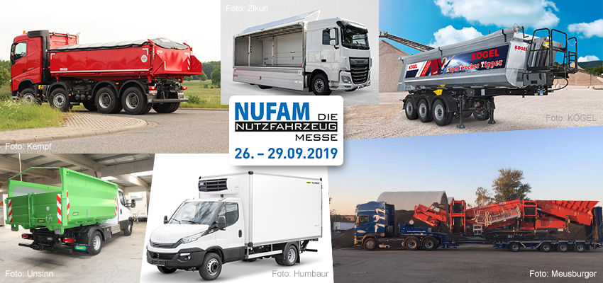 Aussteller präsentieren auf der NUFAM – Die Nutzfahrzeugmesse ihre neuesten Trailer, Anhänger und Aufbauten